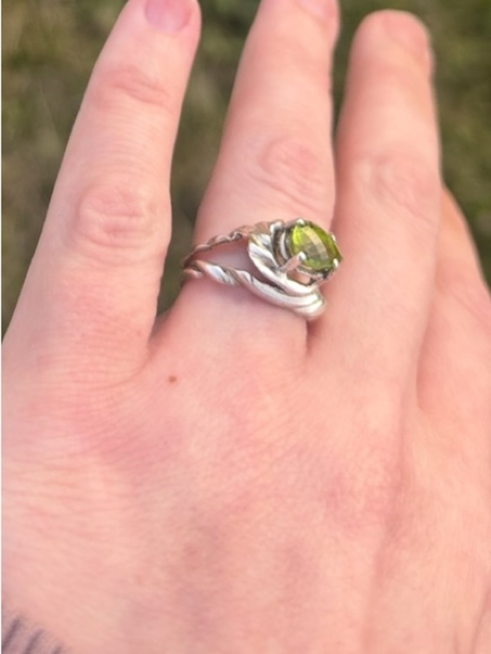 Sterling Silver Peridot Handmade Twist Ring